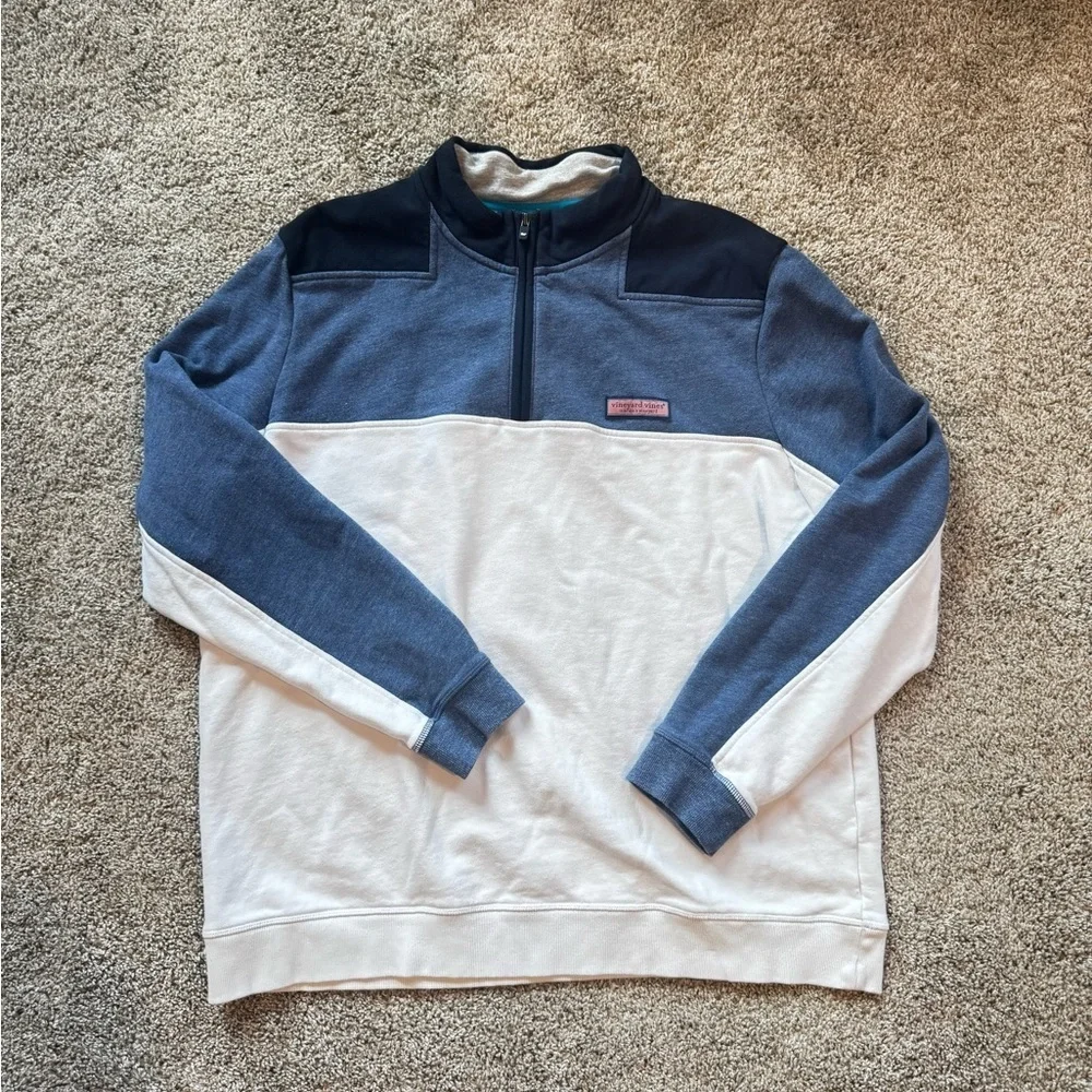 Men's Vineyard Vines Quarter Zip Pullover Colorblock Zip-Up Sweater Size XL